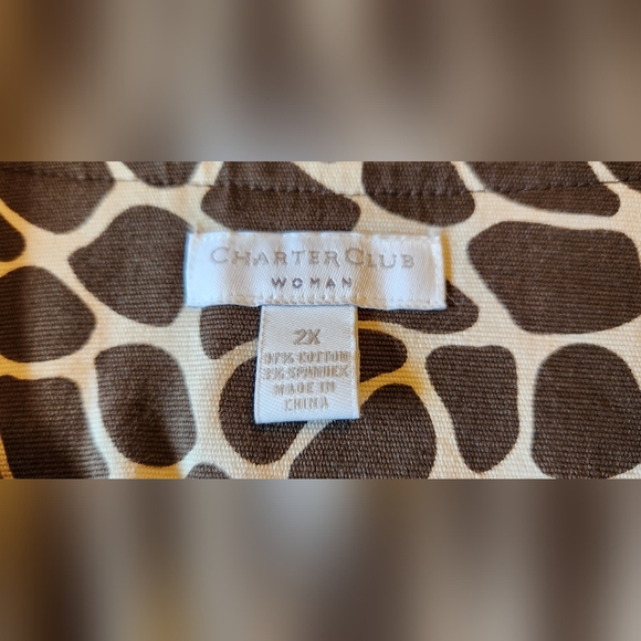 Charter Club Giraffe Print Button Up Lightweight Jacket Blazer Top Size 2X - Picture 7 of 10